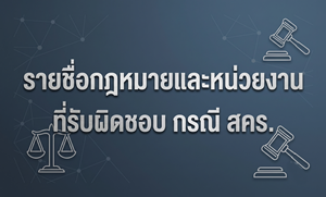ภาพรายชื่อกฎหมายและหน่วยงานที่รับผิดชอบ กรณี สคร.