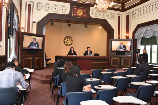 บรรยากาศการแถลงข่าวการประชุม คนร. ครั้งที่ 3/2559