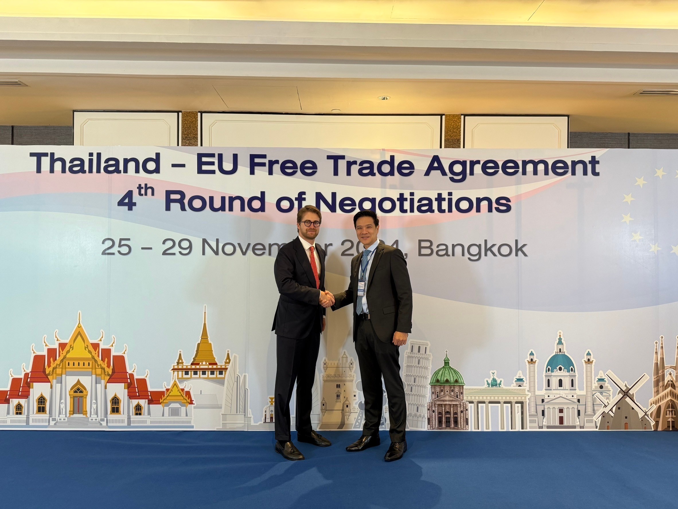 สำนักงานคณะกรรมการนโยบายรัฐวิสาหกิจ ร่วมประชุมเจรจาความตกลงการค้าเสรีระหว่างไทยและสหภาพยุโรป รอบที่ 4 (Thailand – EU Free Trade Agreement: FTA 4th round of negotiations) ในบทรัฐวิสาหกิจ เมื่อวันที่ 26 - 27 พฤศจิกายน 2567 